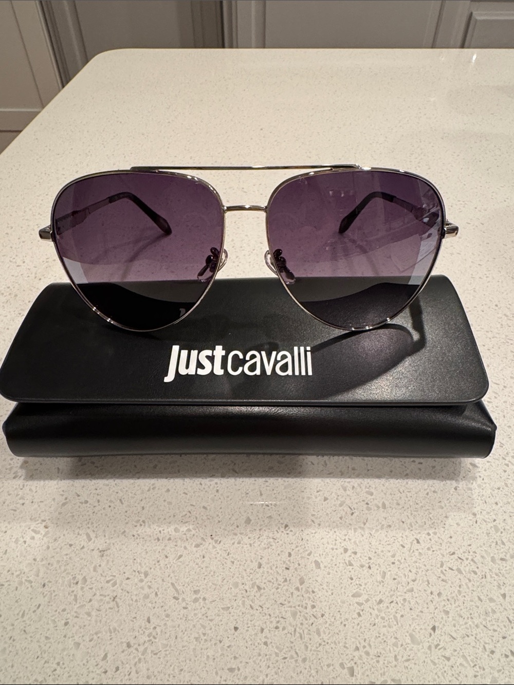 Just Cavalli Silver Aviator Sunglasses with Gradient Lenses and UV protection